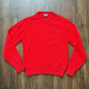 Lands’ End Shetland Wool Sweater Red Crewneck — Made in Scotland (M)